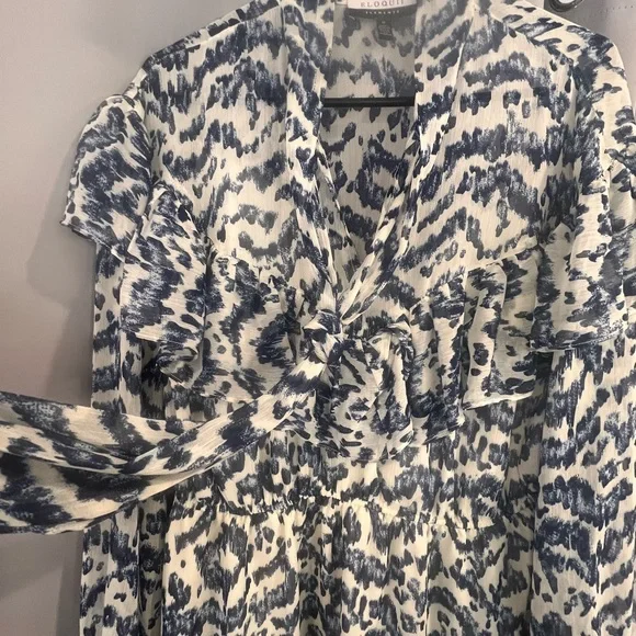 EUC Eloquii Blue and White Long Sleeve Dress - Picture 3 of 7